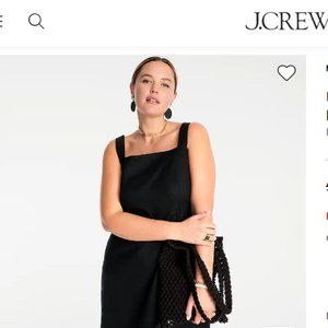 Petite Squareneck A-Line Dress in Stretch Linen (Black)